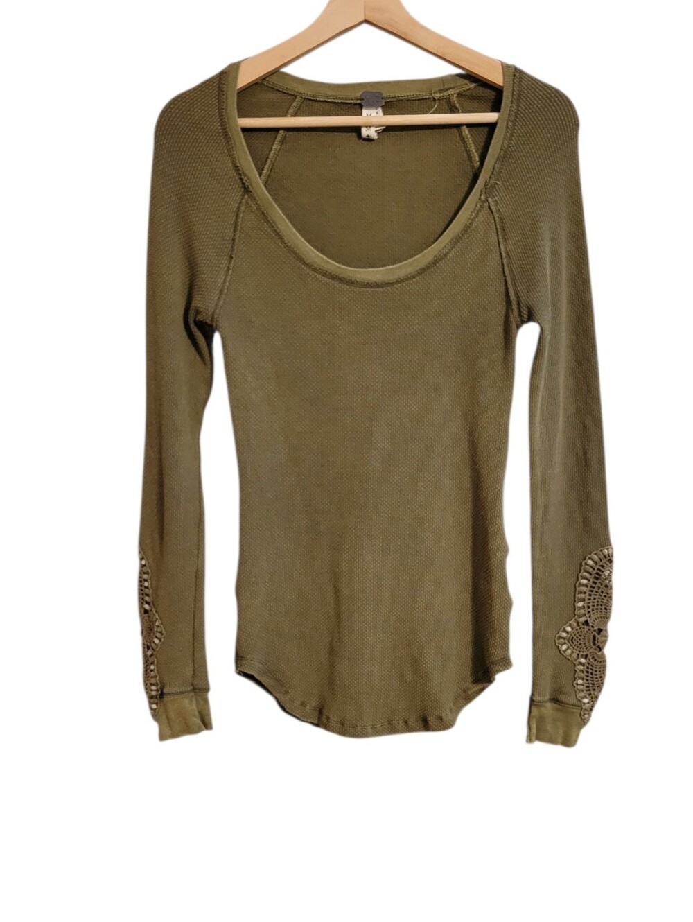 Free People Green Waffle Knit Thermal